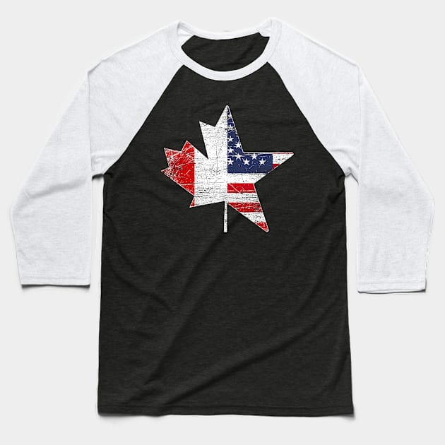 Maple Leaf Canadian USA Flag Baseball T-Shirt by ShirtsShirtsndmoreShirts